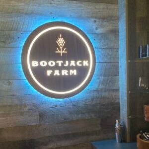 walnut and epoxy lighted sign