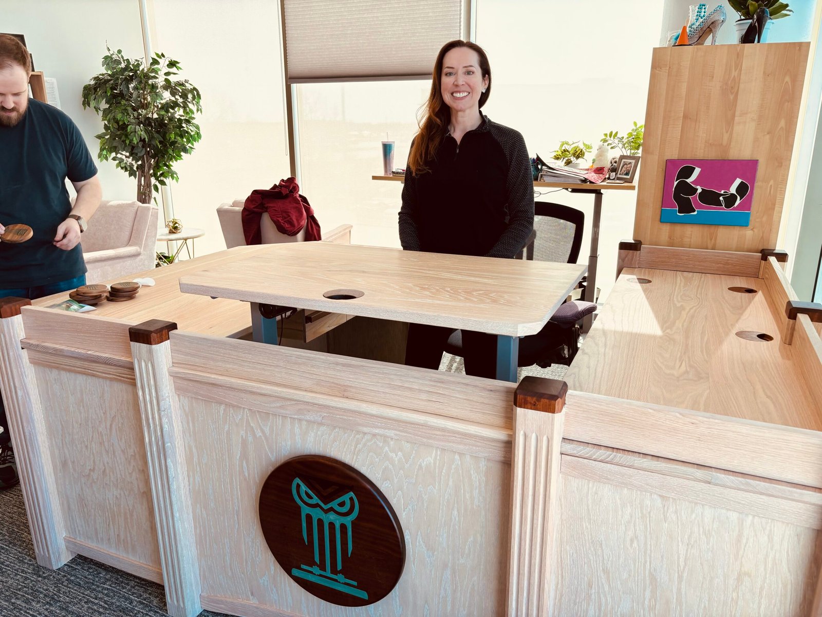 Whitewashed Oak Executive Desk with Adjustable Surface