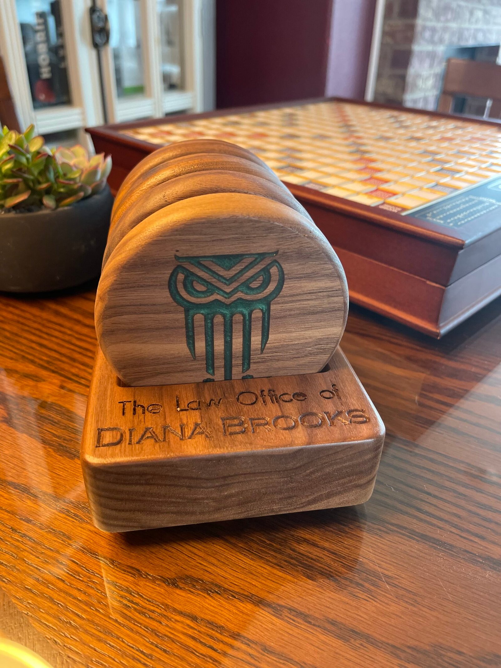 Walnut and Epoxy Coasters and Holder